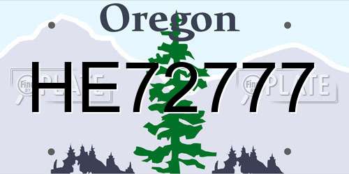 HE72777 Oregon License Plate