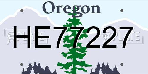 HE77227 Oregon License Plate