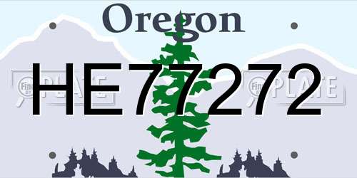HE77272 Oregon License Plate
