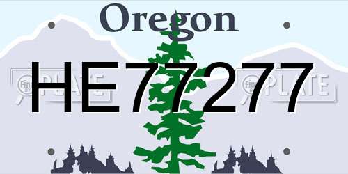 HE77277 Oregon License Plate