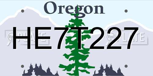 HE7T227 Oregon License Plate