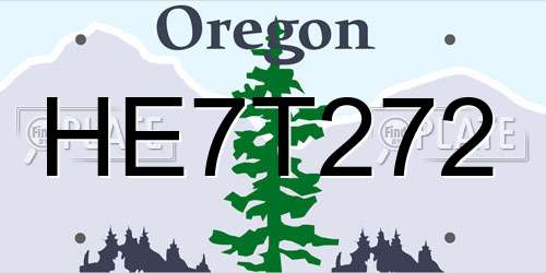 HE7T272 Oregon License Plate