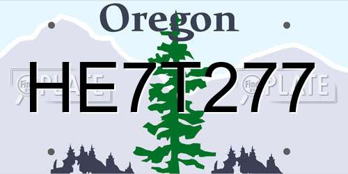 HE7T277 Oregon License Plate
