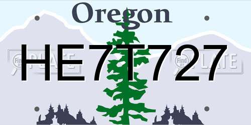 HE7T727 Oregon License Plate
