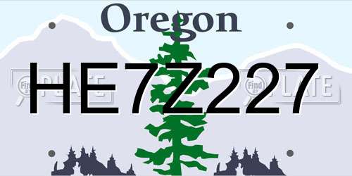 HE7Z227 Oregon License Plate