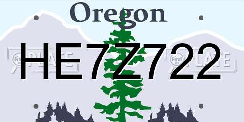 HE7Z722 Oregon License Plate