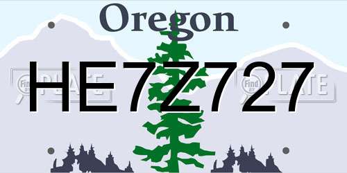 HE7Z727 Oregon License Plate