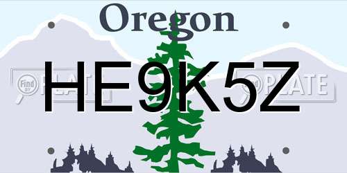 HE9K5Z Oregon License Plate