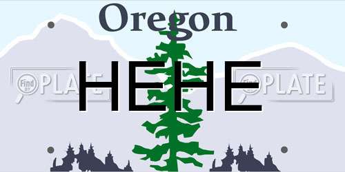 HEHE Oregon License Plate