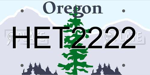HET2222 Oregon License Plate