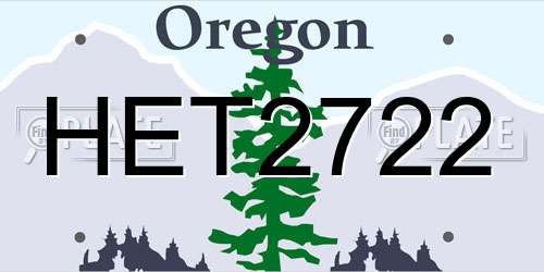 HET2722 Oregon License Plate