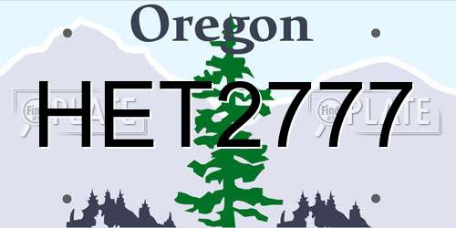 HET2777 Oregon License Plate