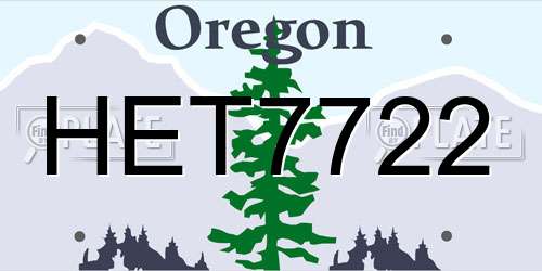 HET7722 Oregon License Plate