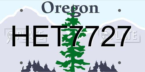 HET7727 Oregon License Plate