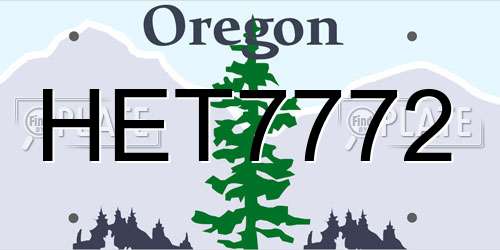 HET7772 Oregon License Plate