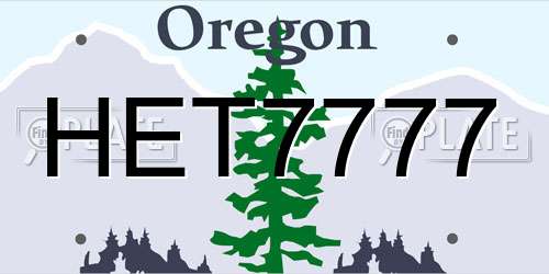 HET7777 Oregon License Plate