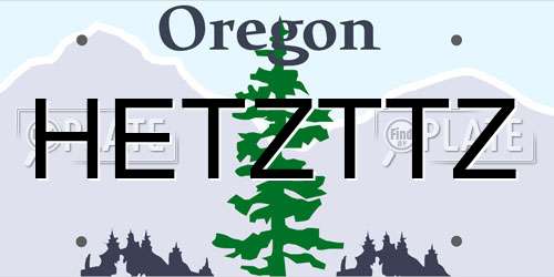 HETZTTZ Oregon License Plate