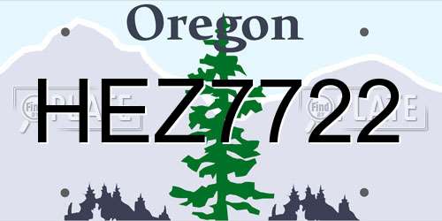 HEZ7722 Oregon License Plate