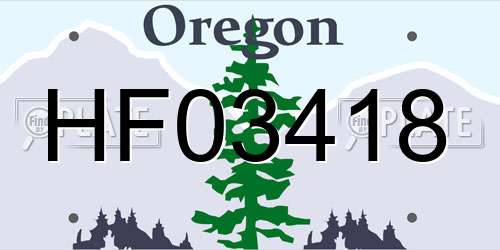 HF03418 Oregon License Plate