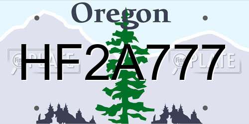 HF2A777 Oregon License Plate