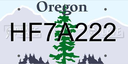 HF7A222 Oregon License Plate