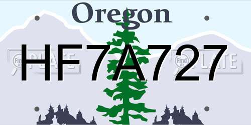 HF7A727 Oregon License Plate