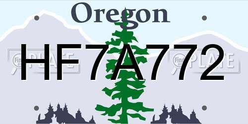HF7A772 Oregon License Plate