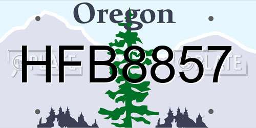 HFB8857 Oregon License Plate