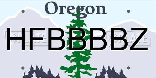 HFBBBBZ Oregon License Plate