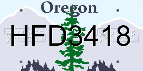 HFD3418 Oregon License Plate