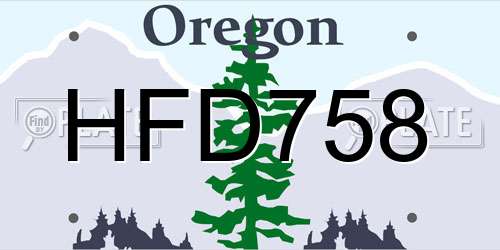 HFD758 Oregon License Plate
