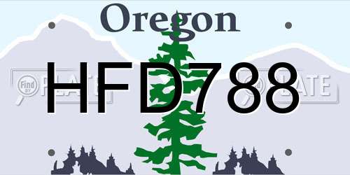 HFD788 Oregon License Plate