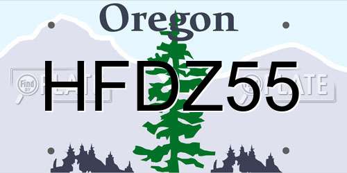HFDZ55 Oregon License Plate