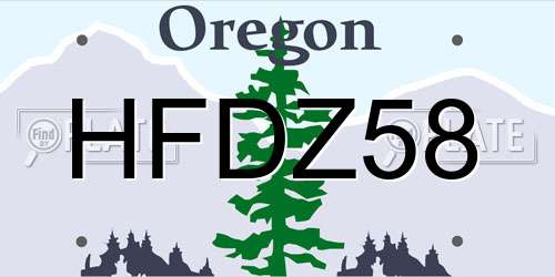HFDZ58 Oregon License Plate