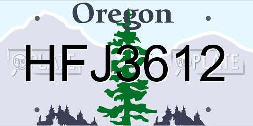 HFJ3612 Oregon License Plate