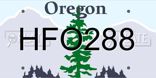 HFO288 Oregon License Plate