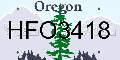 HFO3418 Oregon License Plate