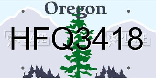 HFQ3418 Oregon License Plate