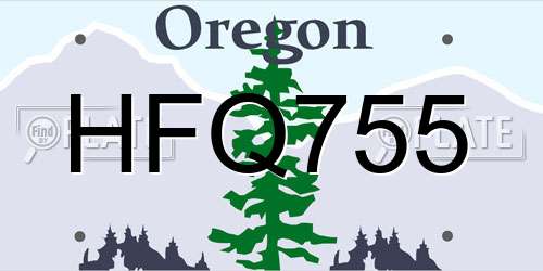 HFQ755 Oregon License Plate