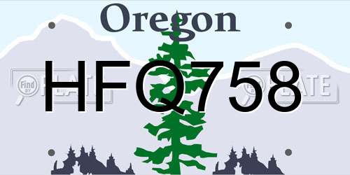 HFQ758 Oregon License Plate
