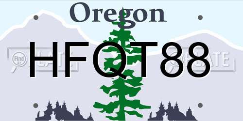 HFQT88 Oregon License Plate