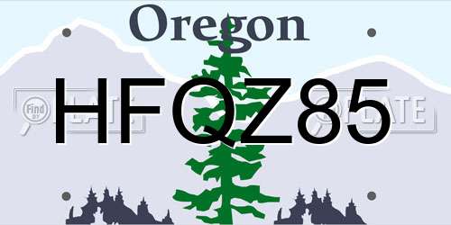 HFQZ85 Oregon License Plate