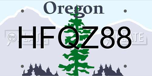 HFQZ88 Oregon License Plate