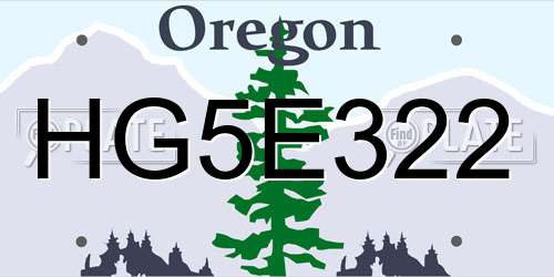 HG5E322 Oregon License Plate