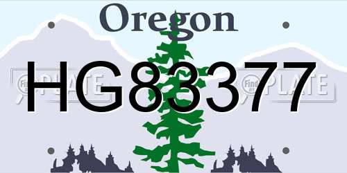 HG83377 Oregon License Plate