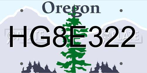 HG8E322 Oregon License Plate