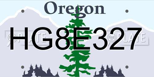 HG8E327 Oregon License Plate