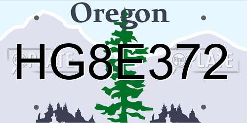 HG8E372 Oregon License Plate
