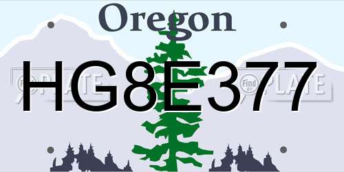 HG8E377 Oregon License Plate