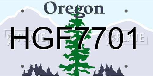 HGF7701 Oregon License Plate